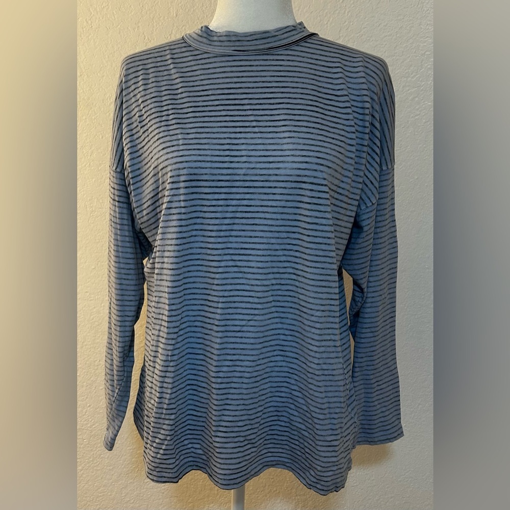 We the Free Blue Striped Mock Neck Long Sleeve T-shirt Size XS
